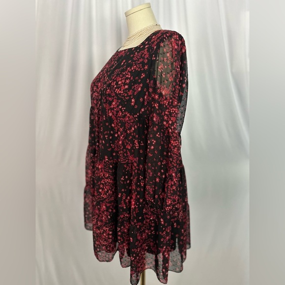 Maison Tara Black and Red Floral Dress (797) - Picture 5 of 15